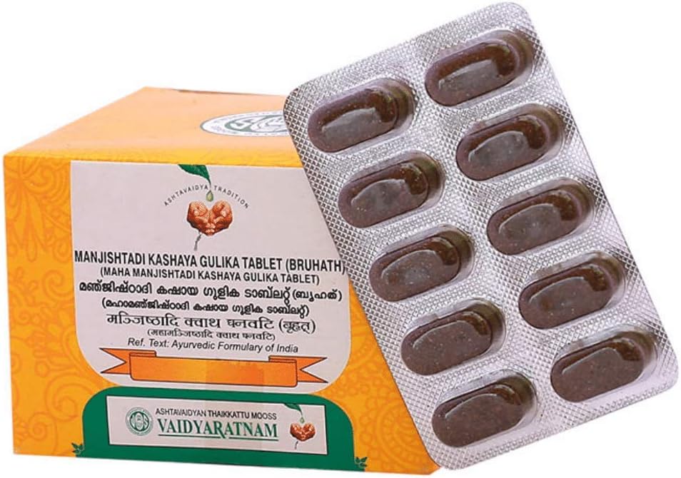 VAIDYARATNAM Manjishtadi Kashaya Gulika Tablet (Bruhath) (Pack Of 1)| Ayurvedic Products | Ayurveda Products | VAIDYARATNAM Products (VMANJIGUL100TAB)