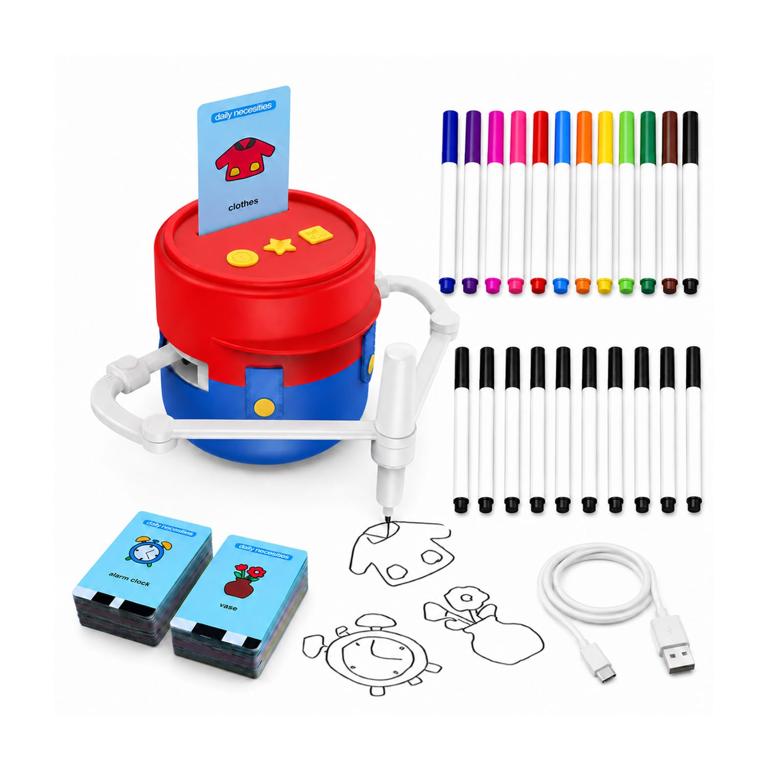 Drawing Robot for Children with 200 Cards & 22 Pens of MMOBIEL