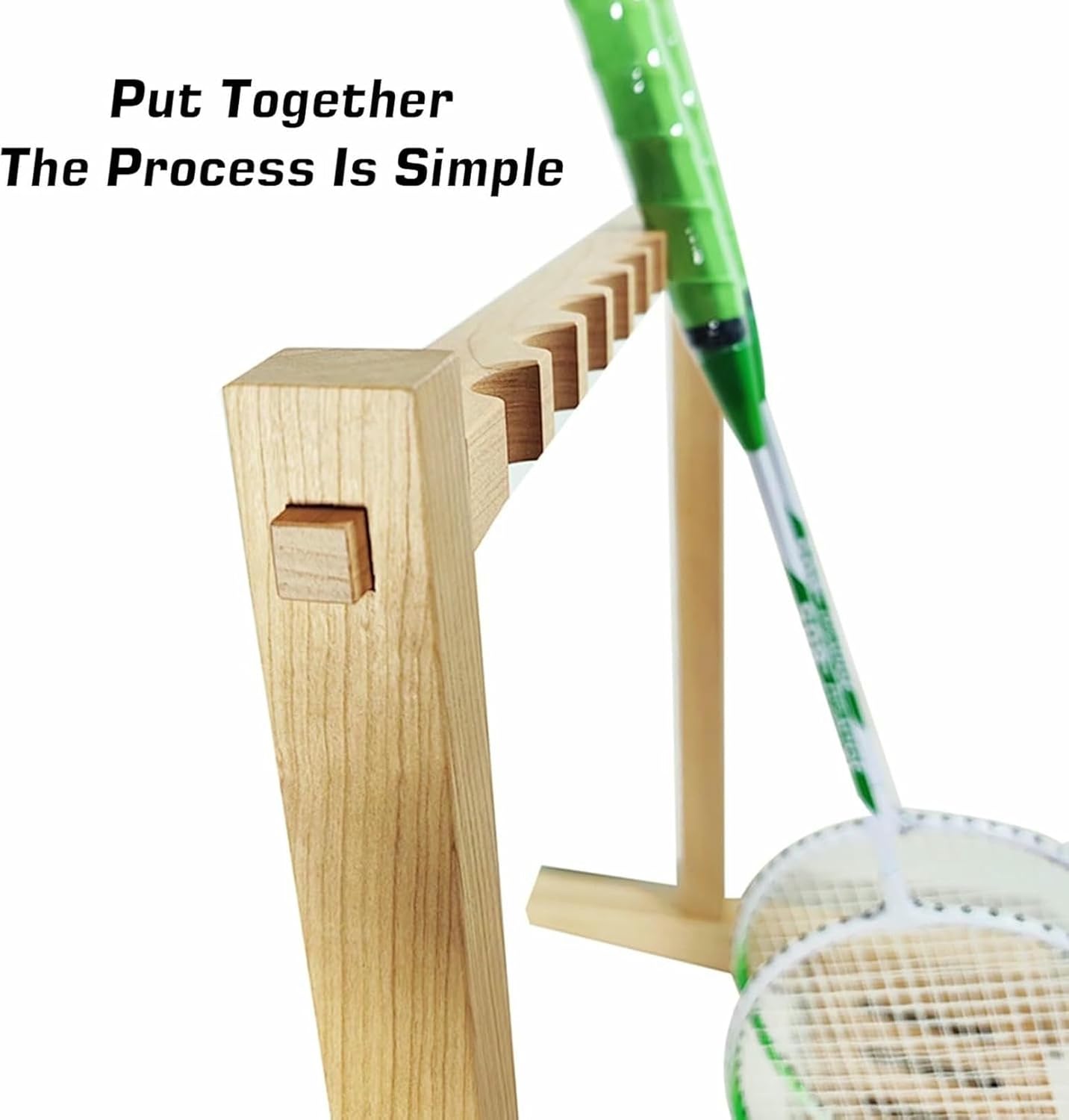 Wood Badminton Racket Storage Rack,Tennis Racket Display Rack, Sports Racquet Display Stand, Holds 6-12 Rackets, for Gymnasium Tennis Club