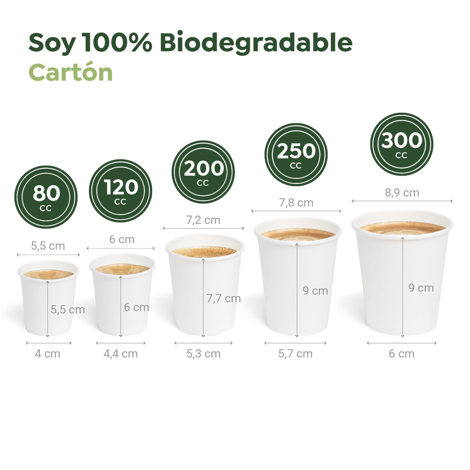 1000 unidades Vasos Café Desechables - Vasos Cartón - Vasos Desechables Catering - Vasos Café para Llevar - Vasos Blancos 200 cc - APTO BEBIDAS CALIENTES Y FRÍAS