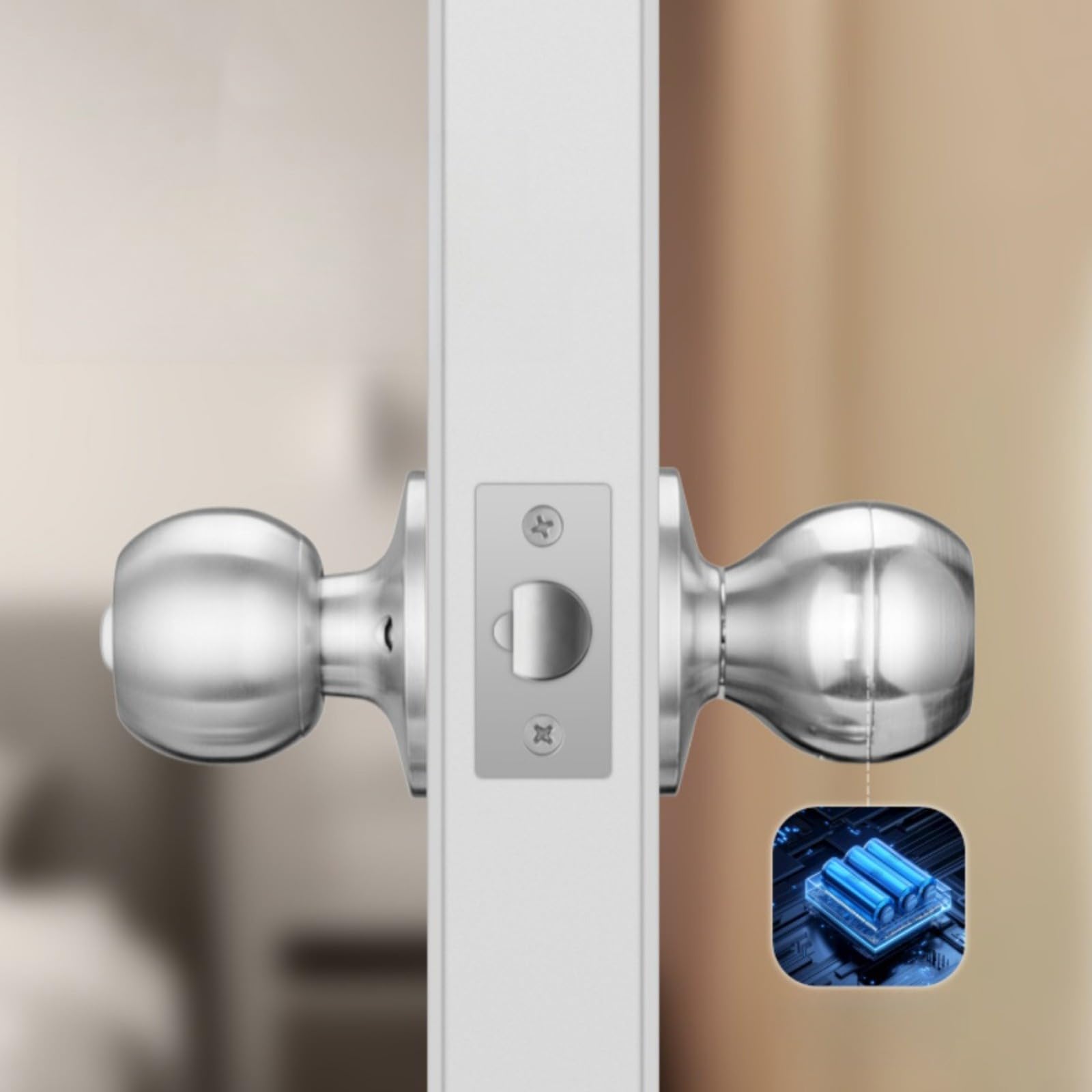 Cerradura de puerta inteligente en forma de bola de acero inoxidable con entrada sin llave, seguro para acceso para apartamento, oficina y puertas de habitación de madera (D)
