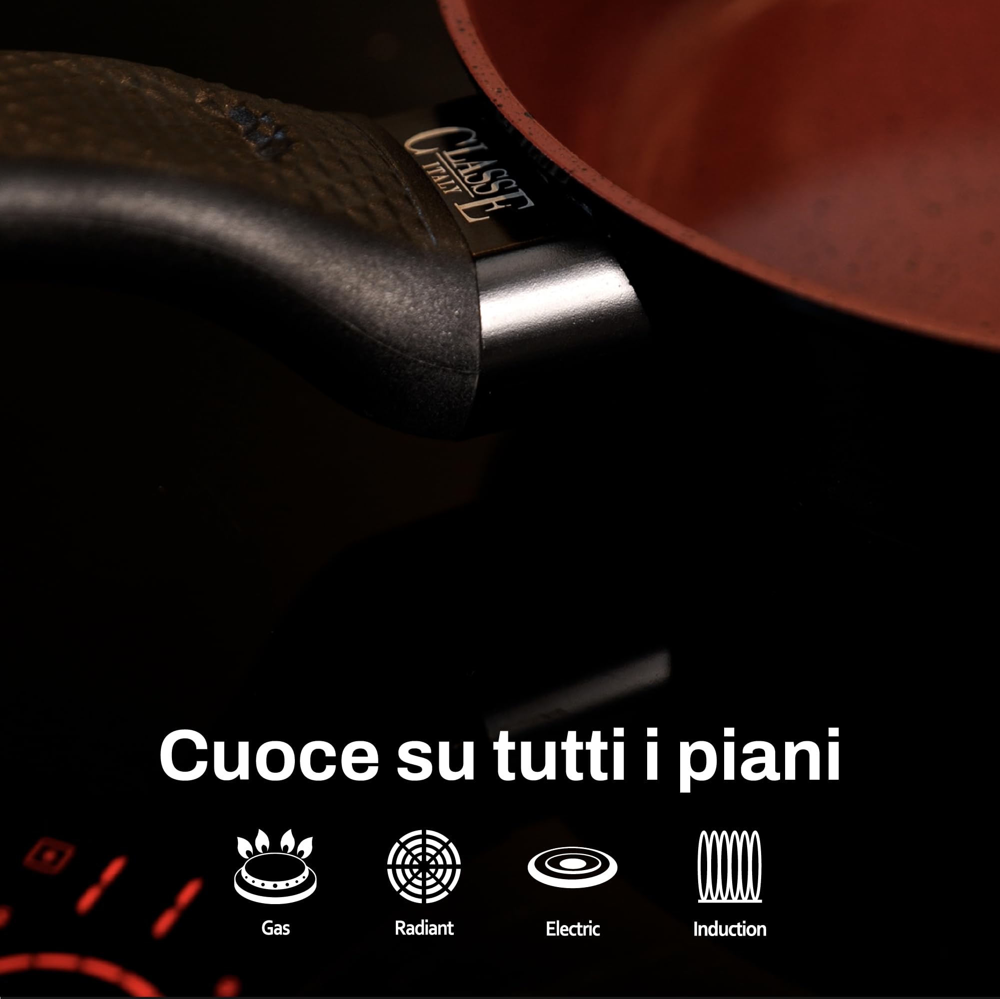 CLASSE ITALY, Pfannen-Set, 3 Stück, PFAS-frei, Antihaftbeschichtung, ohne PTFE, PFOA, 100 % sicher, Linie Tuscany, für Induktion und Flamme