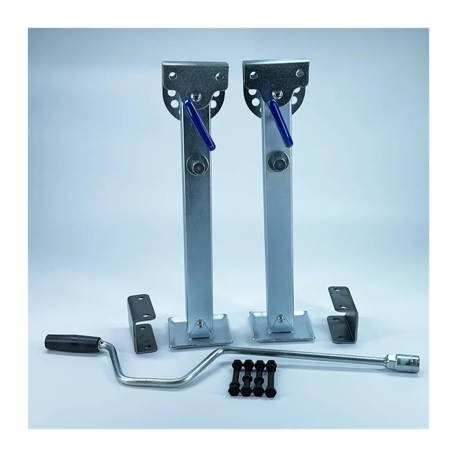 SGKOMN Stabilser Legs Drop Down With Plate 460mm Caravan Parking Support Motorhome Camping Accessories RV Trailer Parts Prop Stands for Trailers, Boats, Campers, Silver-Pair