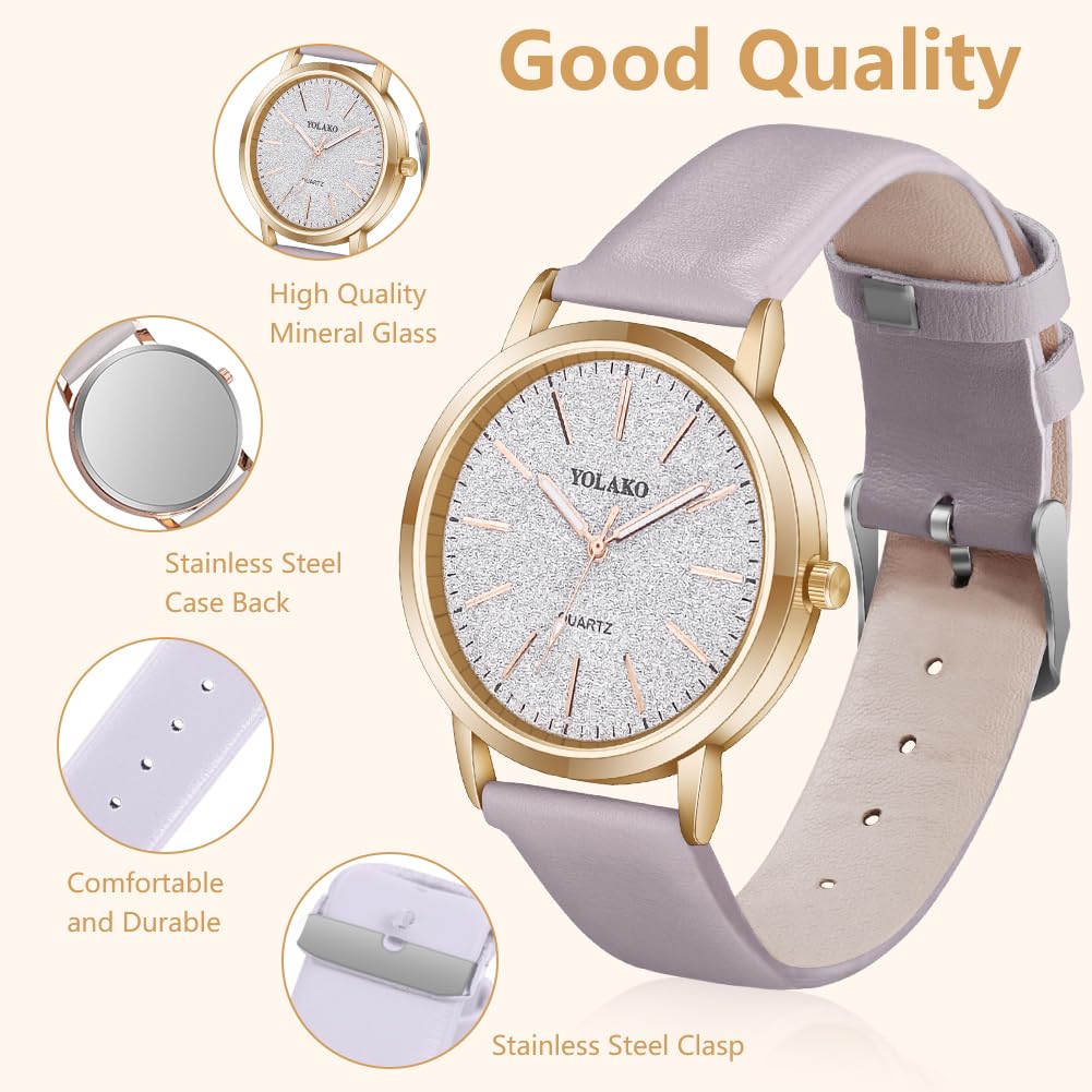 OFFCUP Reloj de Cuero para Mujer, Reloj de Analógico Cuarzo con Esfera Estrellada, Reloj Mujer de 3 manecillas, Reloj de Pulsera Informal de Moda Premium para Mujeres Damas y Niñas