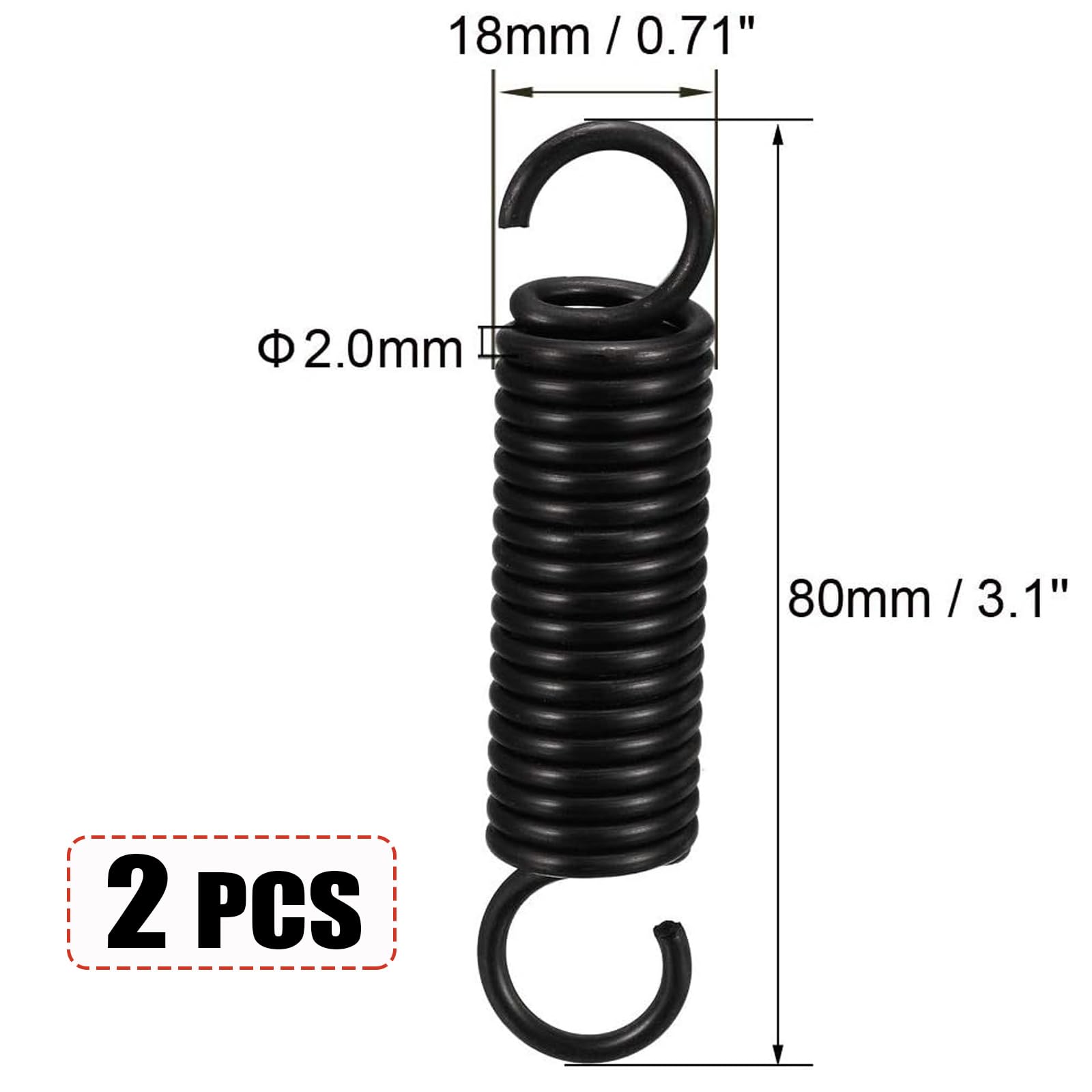 Sourcingmap Extension Spring - Spring Steel Small Dual Hook Tension Spring 2pcs - Image 2