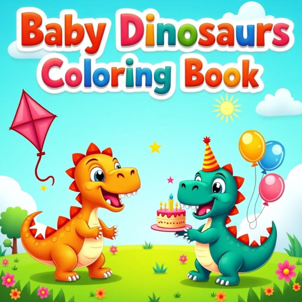 Baby Dinosaur Coloring Book for Girls Ages 3–12: Fun, Bold, and Easy Coloring Pages of Cute Dinosaurs, Flowers, Hearts, and Prehistoric Adventures