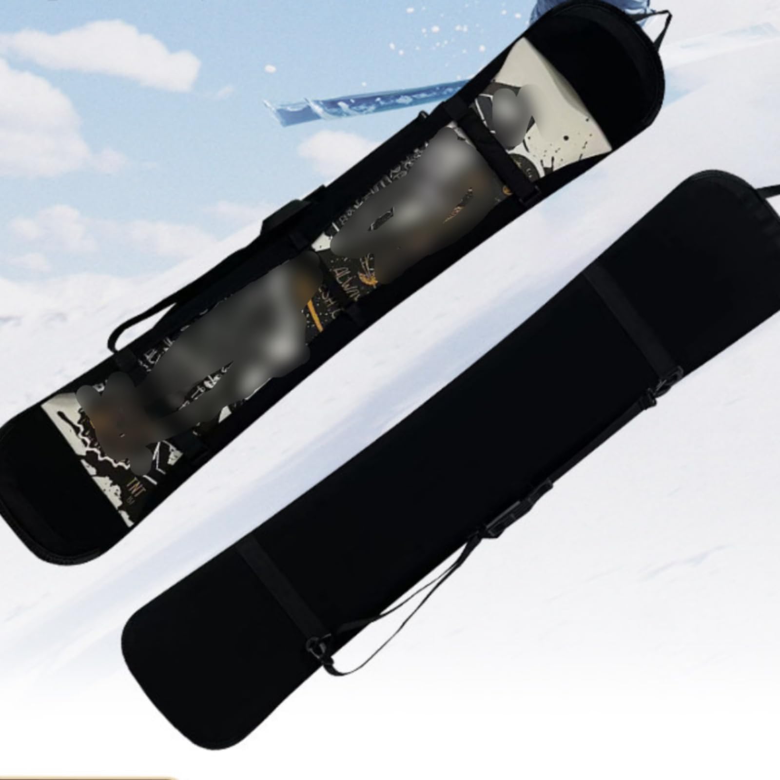 Funda de Snowboard Antirrayas Cubierta de Snowboard Antióxido Estuche Protector para Viaje, Almacenamiento, Esquí , Negro , 145cm
