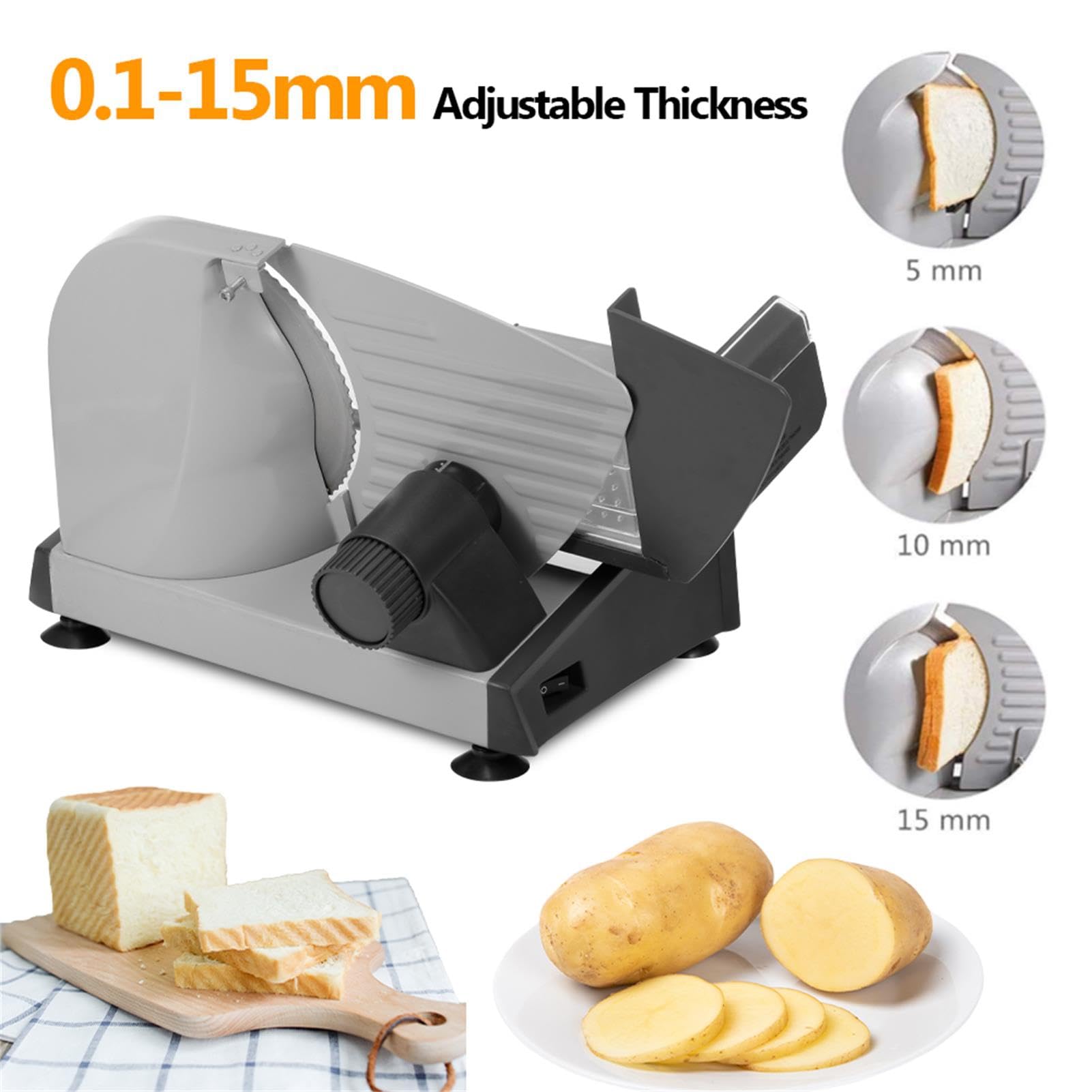 Affettatrice Elettrica da 180 Watt, Lama in Acciaio Inox da 7,5