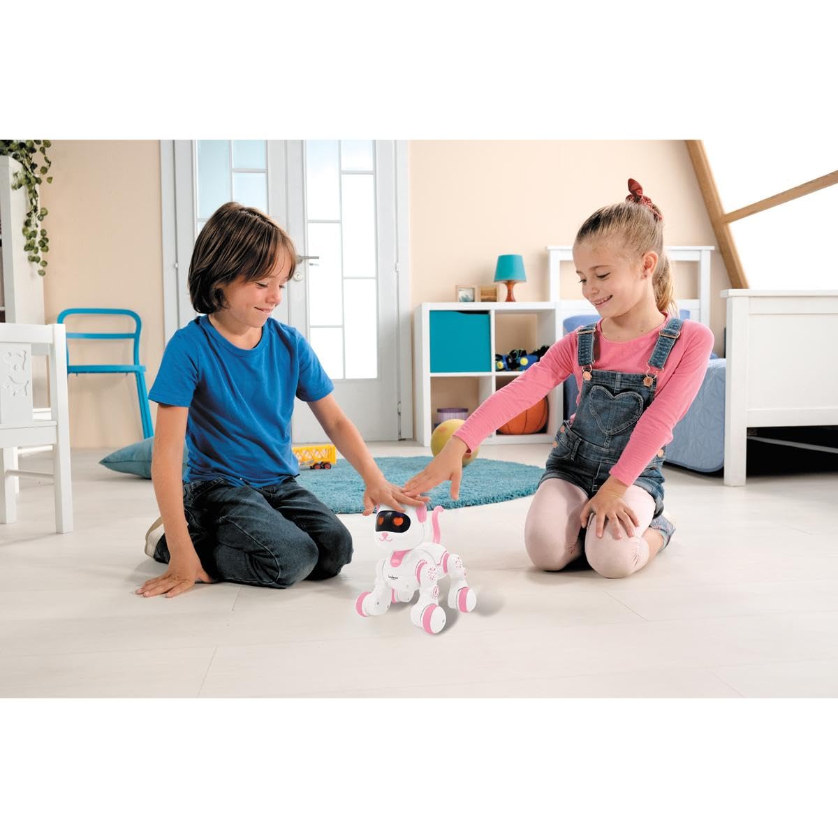 Lexibook, Power Kitty Jr., Gatto telecomandato da addestrare, Si dimena Come Un Vero Gatto, Occhi interattivi, STEM programmabile, Batteria Ricaricabile, Rosa/Bianco, KIT01LXB