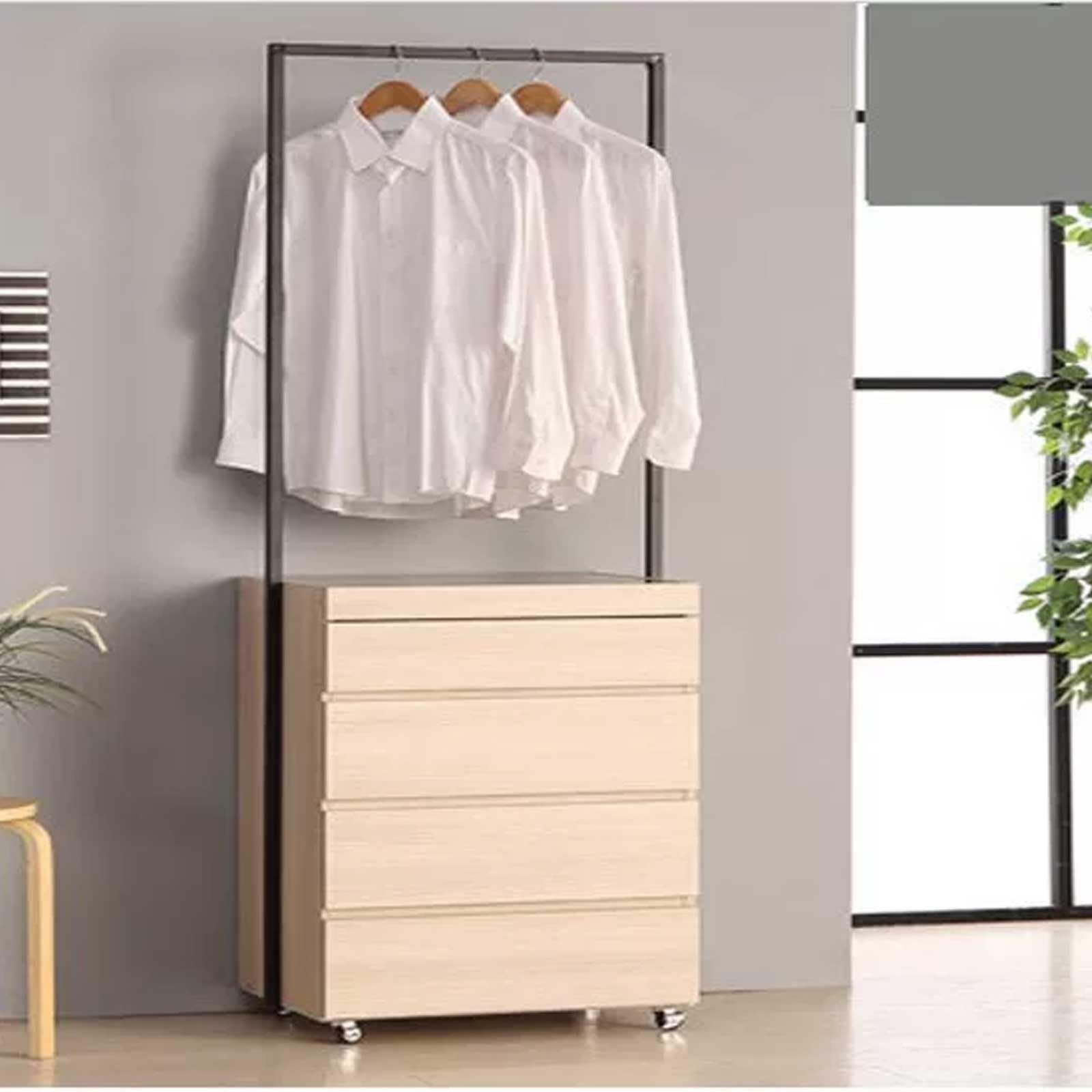 Kiboncy D Freestanding Clothing Rack With 2/3/4/5 Rawers, Soli Woo Garment Rack, Hall Tree For Bedroom, Entryway, Closet(,0.6M(5Drawers))