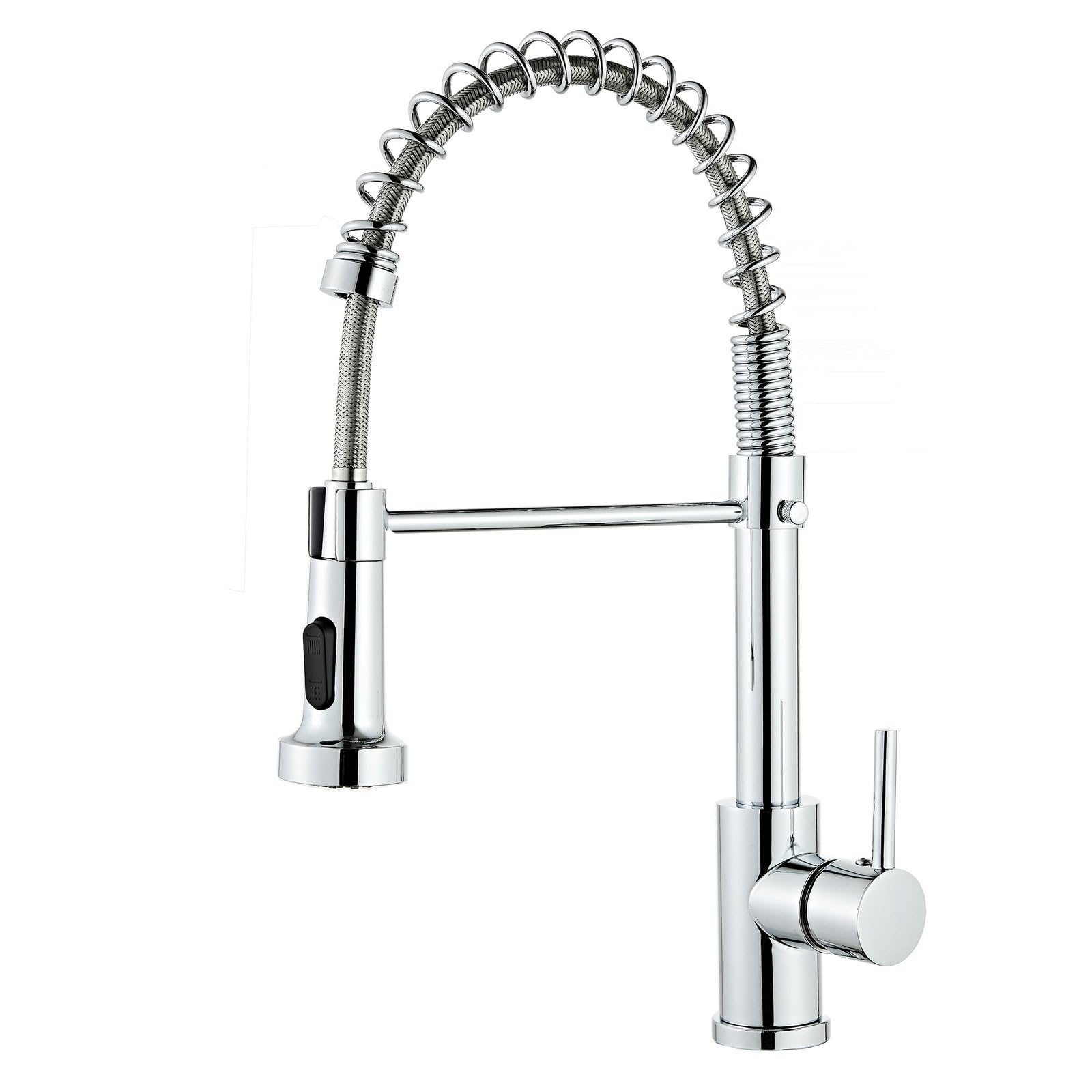 Pull-Down Sprayer tap with Stainless Steel Lever, Spring Pull-Out, fits 1 or 3-Hole, Ideal for Campers motorhomes