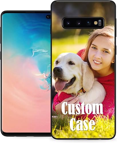 Miniatura 1 de Funda personalizada para Samsung Galaxy S10 con nombre de texto y foto - Funda delgada suave personalizada S 10 (negro)
