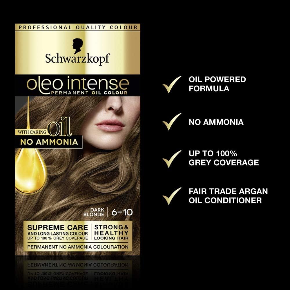 Schwarzkopf Oleo Intense Blonde Hair Dye, 3-Pack Permanent Oil Colour, No Ammonia, Covers Greys, 6-10 Dark Blonde - Image 5