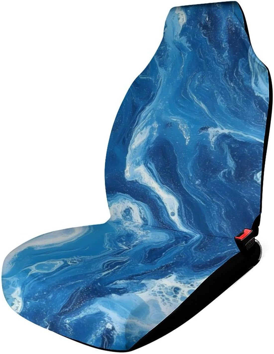 Abstract Blue Marble Tie-dye Car Seat Covers Universal Car Front Seats Protector Auto Interior Accessories 1PCS
