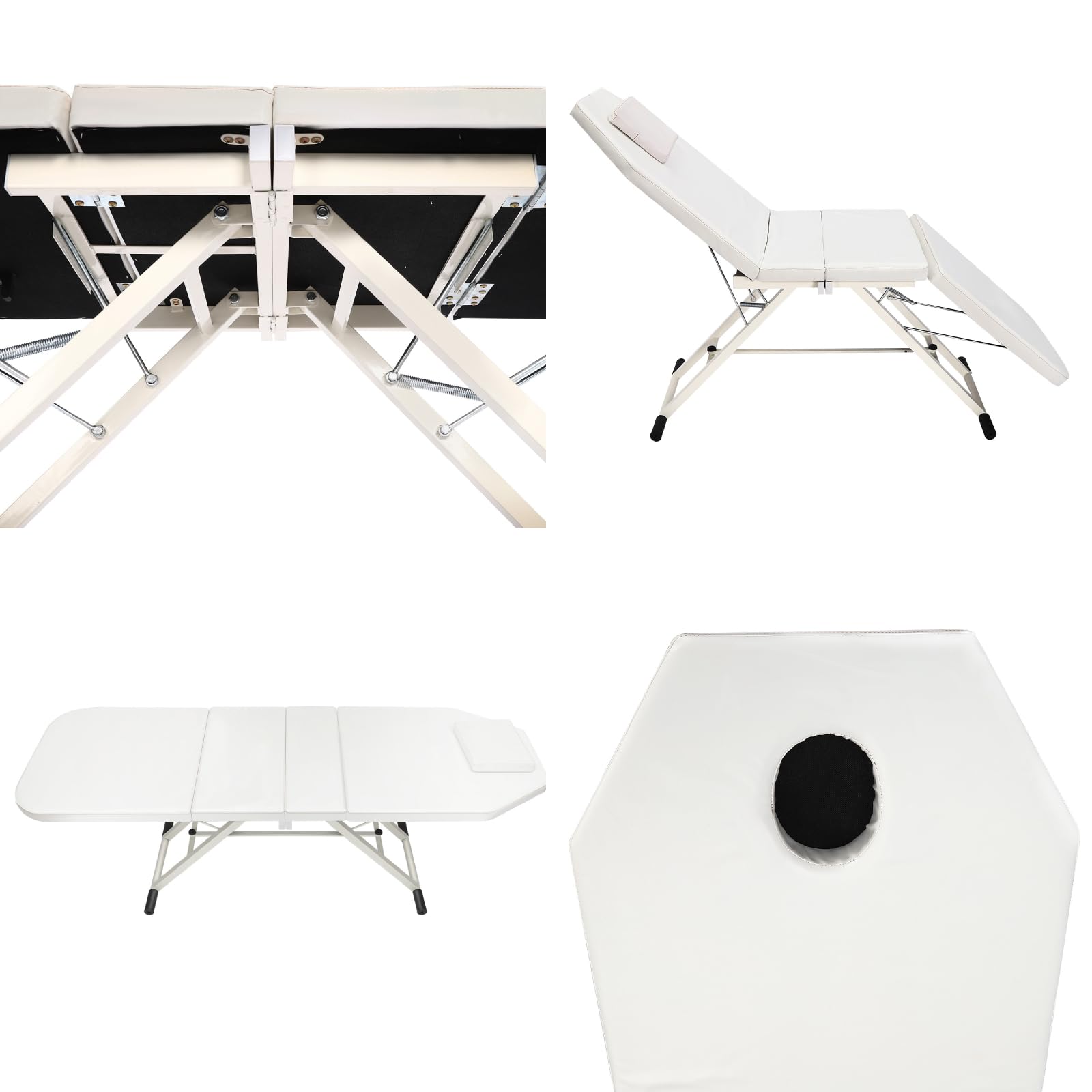 Massageliege Klappbar,Mobile Massageliege mit Verstellbarer Rückenlehne | Professionelle Massageliege mit Kopfloch, PU Polsterung, Faltbare Kosmetikliege für Massage,Tattoo & Wellness