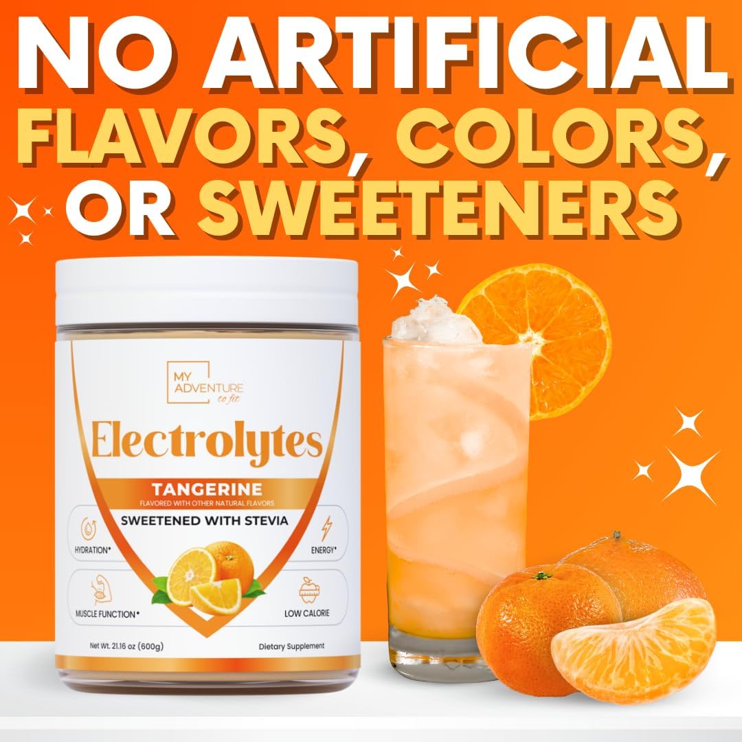 Zero Sugar - Tangerine Electrolytes Powder - Refreshing Hydration - Caffeine Free Energy with All Natural Ingredients - Vegan Keto & Paleo - Sugar Free Electrolytes Hydration Drink Mix - 120 Servings