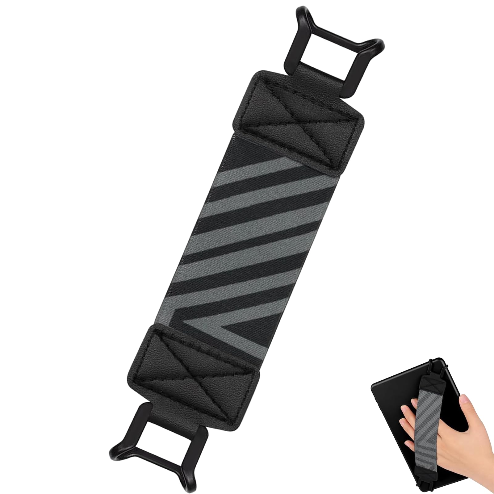 Universal Correa de Mano Elástica con Soporte de Dedo para 6-8 y Kindle, Sujeta Kindle para Leer en la Cama - Accesorios Kindle Negro (1 Pieza)