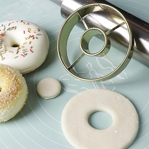 Miniatura 3 de Juego de 2 cortadores de donas de acero inoxidable – 3.86 pulgadas molde profesional para galletas de anillo de dona y mousse, herramientas de