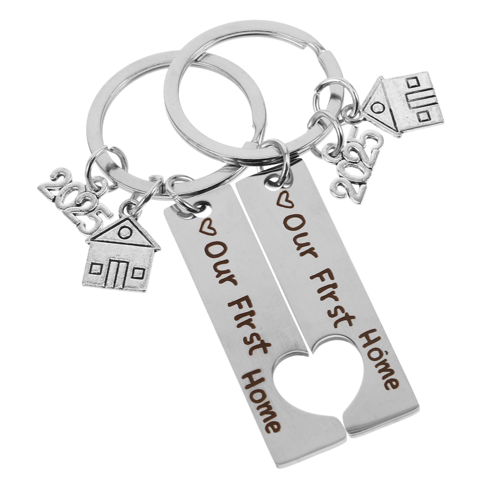 2pcs New Home Keyring Our First Home 2025 Keychain Set Housewarming Decor for Couple Friends Family New Homeowner Decor for Women Men Her Him