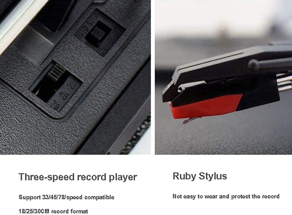 Gramofon w stylu vintage z radiem AM/FM, kasetą i odtwarzaczem CD, gramofon w klasycznym stylu z 2 oddzielnymi głośnikami stereo
