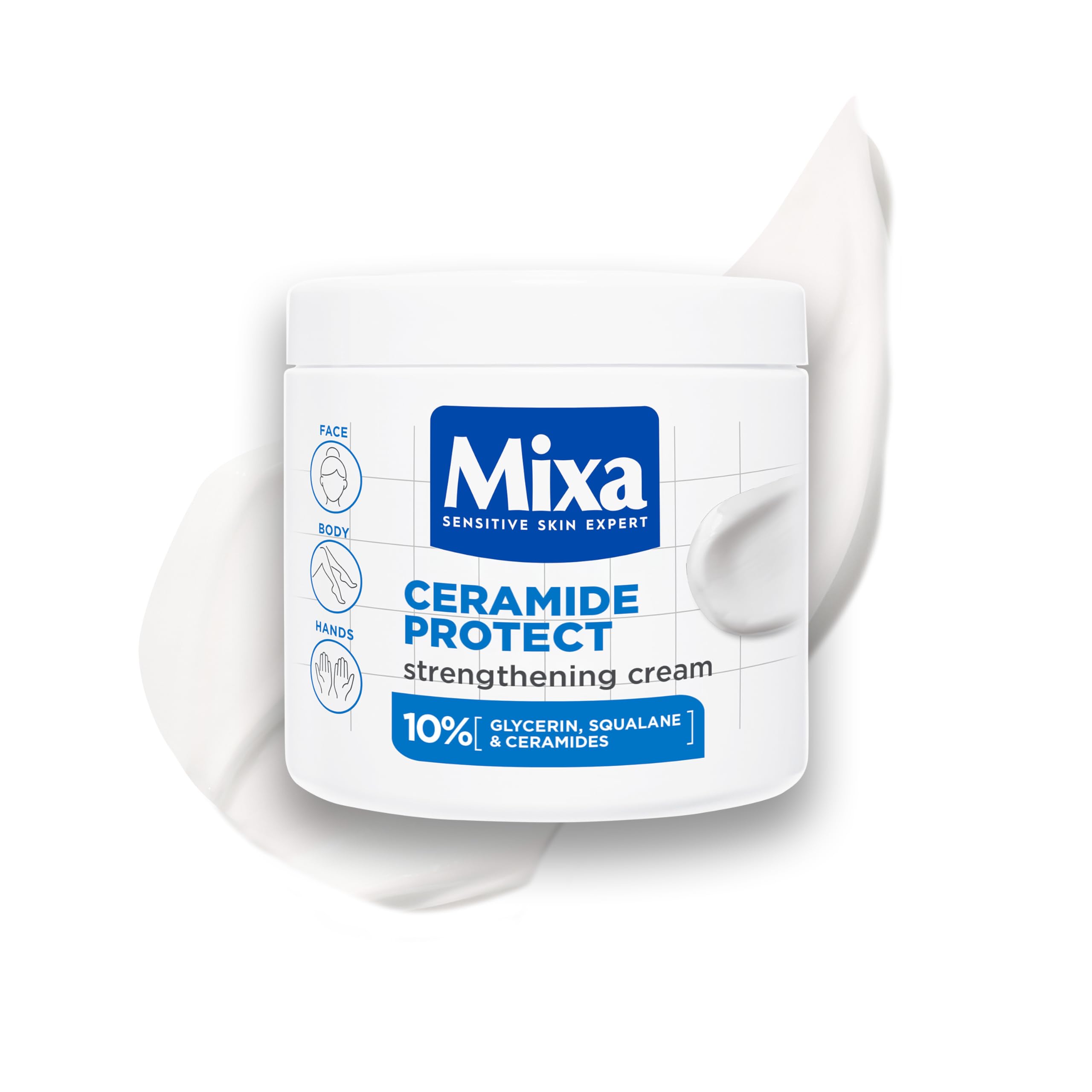 Mixa Body Cream, Ceramide Protect, Strengthening Cream, Body Moisturiser for Very Dry, Sensitive Skin, with 10% Glycerin, Squalane & Ceramides, Fragrance-Free, 400ml