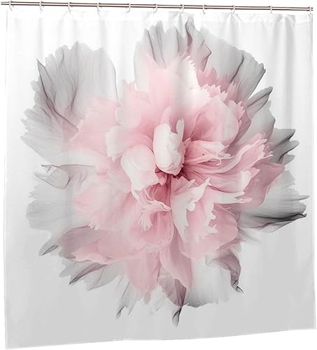 Miniatura 7 de YLATY2877 - Cortina de ducha abstracta de flores para baño, juego de cortina de ducha bohemia floral roja y rosa, tela transparente, moderna,