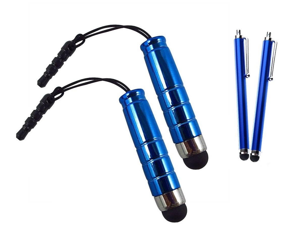 2 x mini Stylus + 2 x PEN Stylus BLUE Capacitive/Resistive Touchscreen Stylus Pen Compatible with All Touchscreen Devices Smartphone Tablets