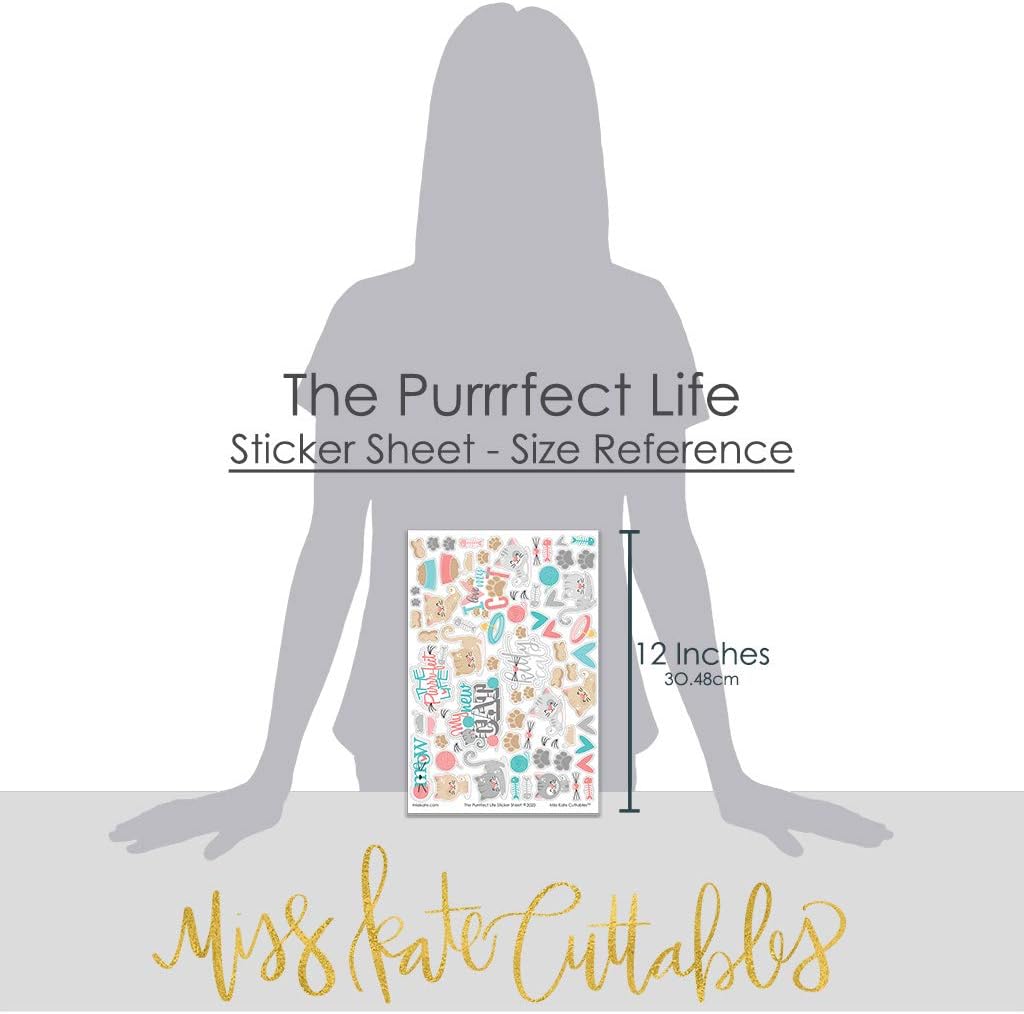 Miss Kate Cuttables Paper & Sticker Kit - The Purrrfect Life - for Cats & Kittens - 20 Double-Sided 12x12 Papers with 39 Designs & 1 8X12 Sticker Sheet - Scrapbooking Card Making Crafting