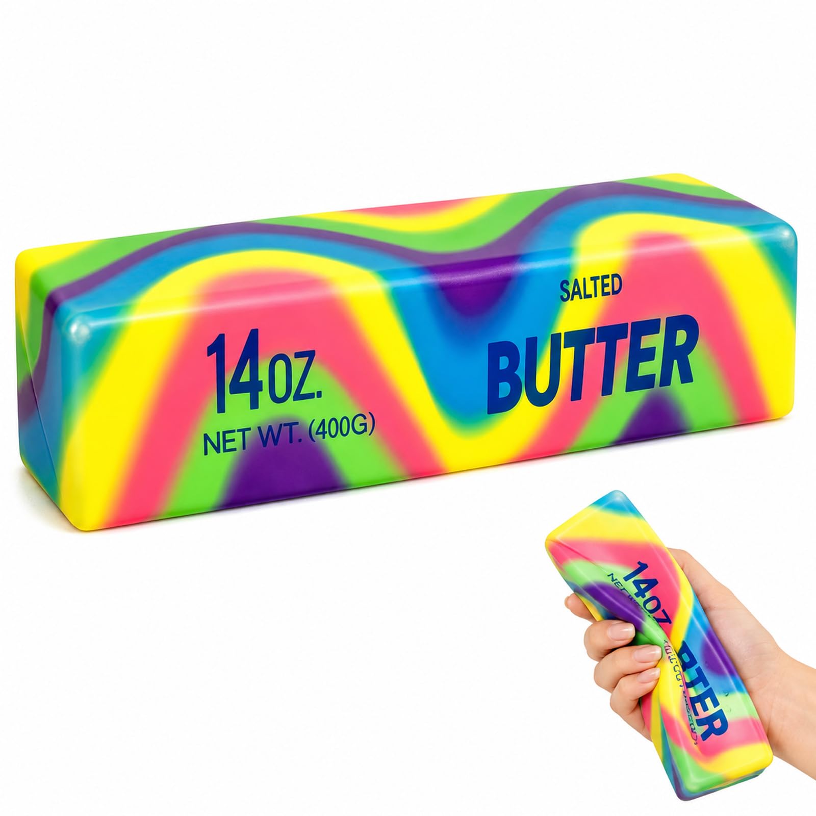 CLPKLQ 22cm Rainbow Butter Squishy, Giant Butter Squishy, Big Butter Squishy, Oversized Rainbow Stick Shaped Squish, Ideal for Squishies Fans and Home Decor Aficionados