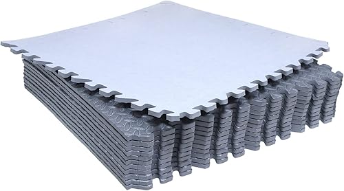 Vista 48 de HTTMT - Alfombra blanca 4 x (16 pies cuadrados) para gimnasio, 24 x 24 pulgadas, espuma EVA, ejercicio entrelazado, rompecabezas de fitness, tapete