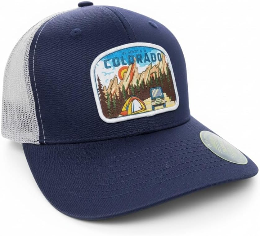 Colorado Trucker Hat - Mesh Snapback Baseball Cap with My Heart is in Colorado Patch for Men and Women