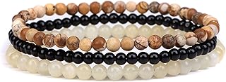 Sponsored Ad - SONNYX 3Pcs 4mm Semi-Precious Gemstones Beaded Bracelets for Women Men Healing Crystal Mini Stone Bracelet ...