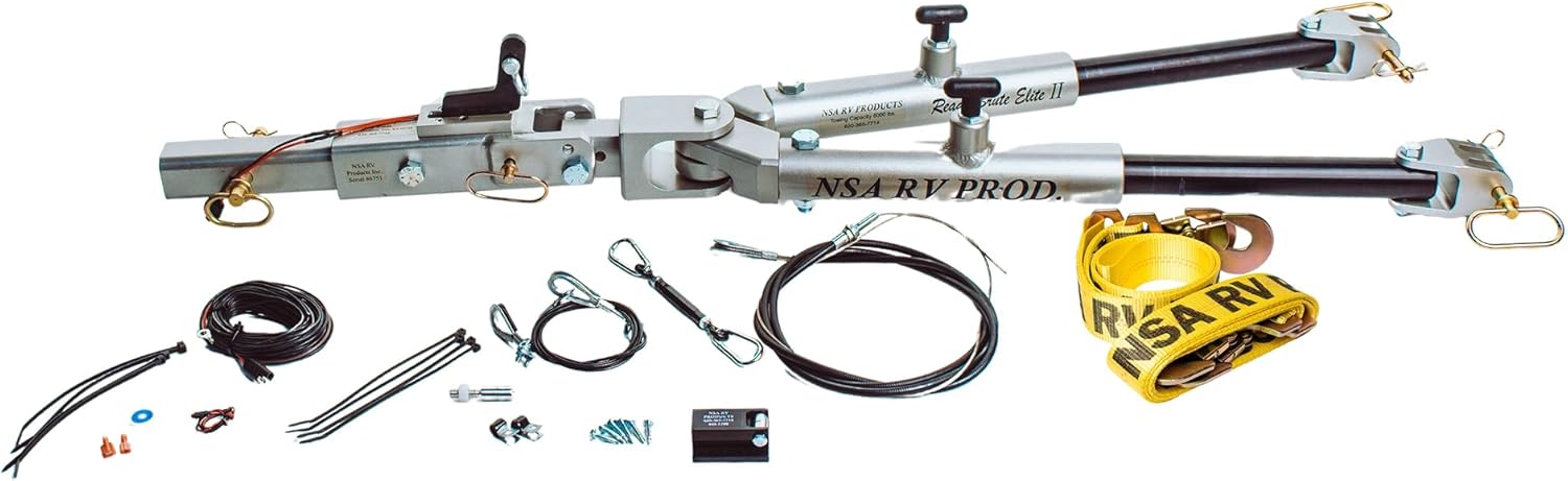 NSA RV - Ready Brute Elite II Tow Bar w/Integrated Surge Brake System (8K lbs) - All-in-One, Non-Binding, Made in USA