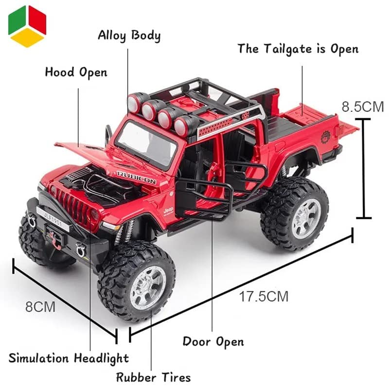 Image of Alloy Car Model Diecasts Metal Toy with Sound /Light /Pull-Back Off-Road Vehicles Car Model Collection Kids Toys Gift Multicolor Pack of 1 (1 /32 Rubicon Jeep)