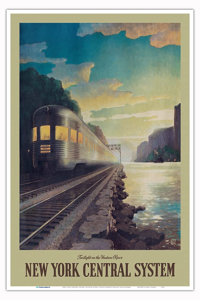 New York Central System- Hudson River- Diesel Powered Train by Leslie Ragan - Master Art Print 12in x 18in