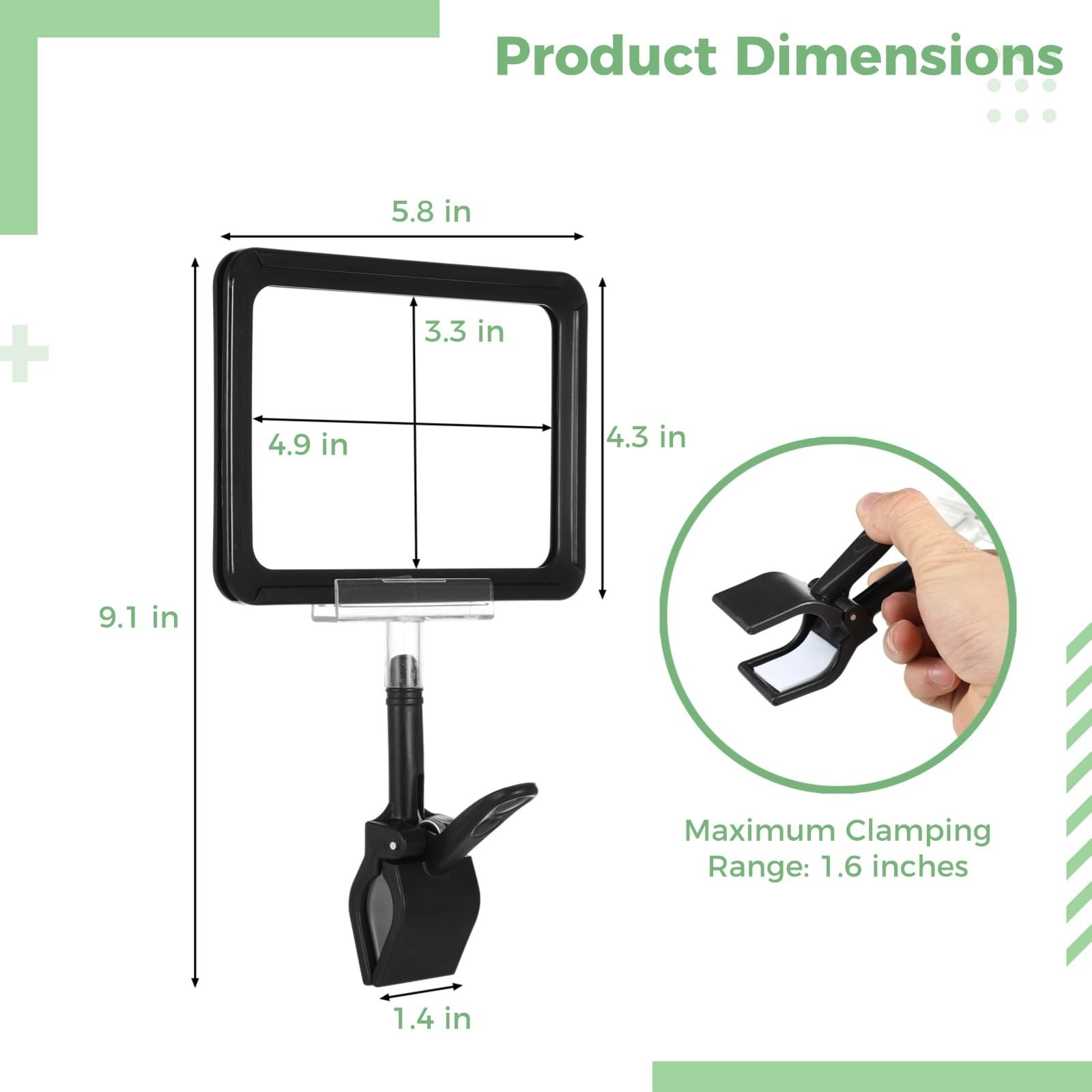 10 Stk. Clip-on Schildhalter, doppelseitiger Schilderclip mit Kartenhülle, transparenter Schildhalter mit Klemme, drehbarer Etikettenhalter für Bäckerei, Lebensmittelgeschäft, Supermarkt, Mall