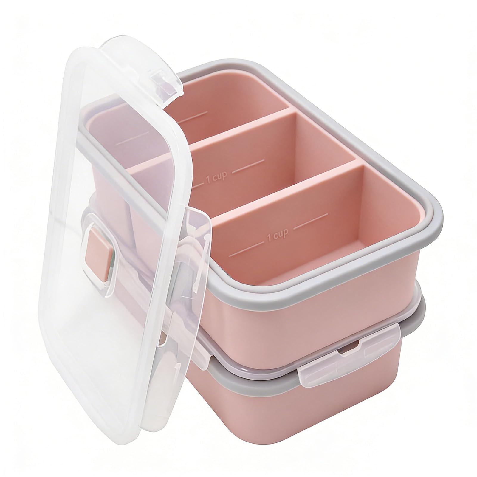 BUERPINKING Soup Freezer Containers, Silicone Freezer Tray with Lid, Reusable Meal Prep Containers Stackable for Food, Storing Broth Sauce Yoghurt, Soup Ice Cube Trays
