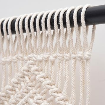 Macrame Valances for Windows, Boho Kitchen Macrame Curtains | Window Valance Curtains for Kitchen, Bathroom or Cafe and Boho Decor Wall Hanging, Bohemian Home Decor, 1 Panel 52W x 21L
