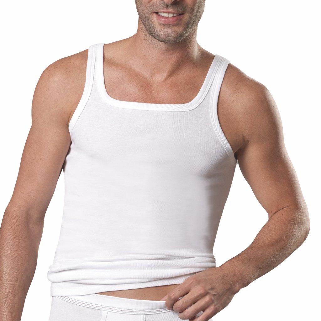 con-ta 5er Pack Herren Unterhemd Feinripp - Sport-Jacke - 100% supergekämmte Baumwolle - Weiß Trockner geeignet