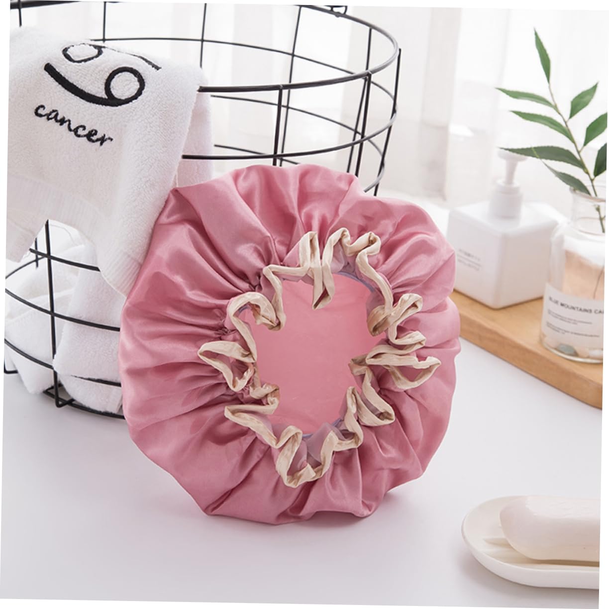 Angoily 12stücke Teiliges Duschhauben Doppel-layer Wasserdichte Duschkappen Für Haarpflege Schickes Design Champagner Und Mauve Für Zuhause Und Salongebrauch
