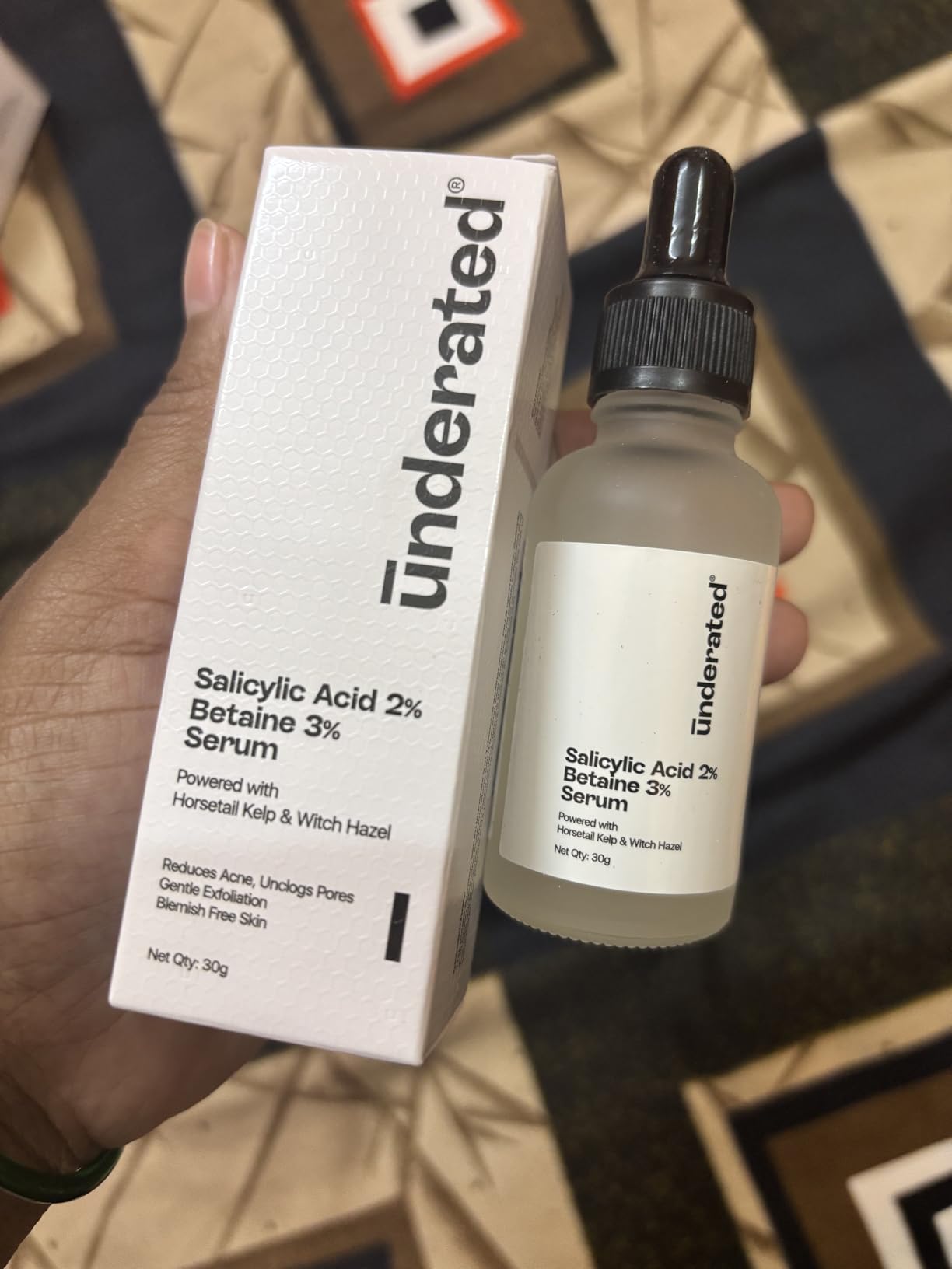 Underated Salicylic Acid 2% + Betaine 3% Face Serum with Horsetail Kemp & Witch Hazel | Gently Exfoliates, Clears Pores, for Smooth-Looking Skin | 30ml