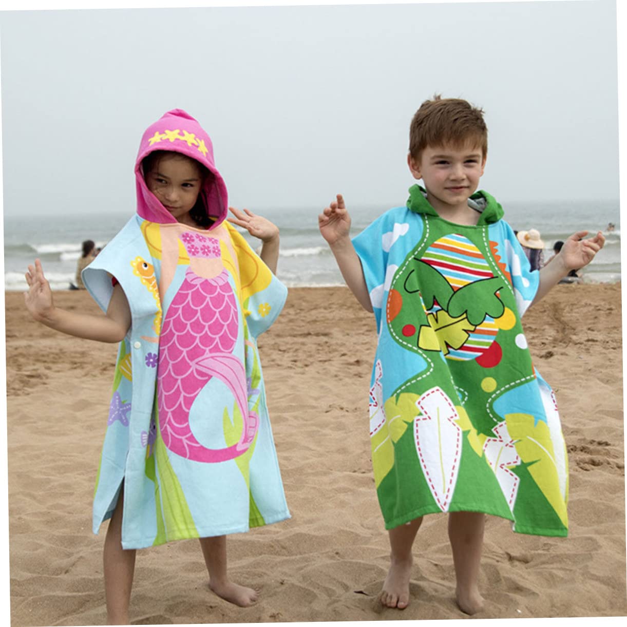Toalla Infantil con Capucha de Algodón para Playa y Baño Diseño de Sirena y Ligera para Ropa de Playa y Bata de Ducha