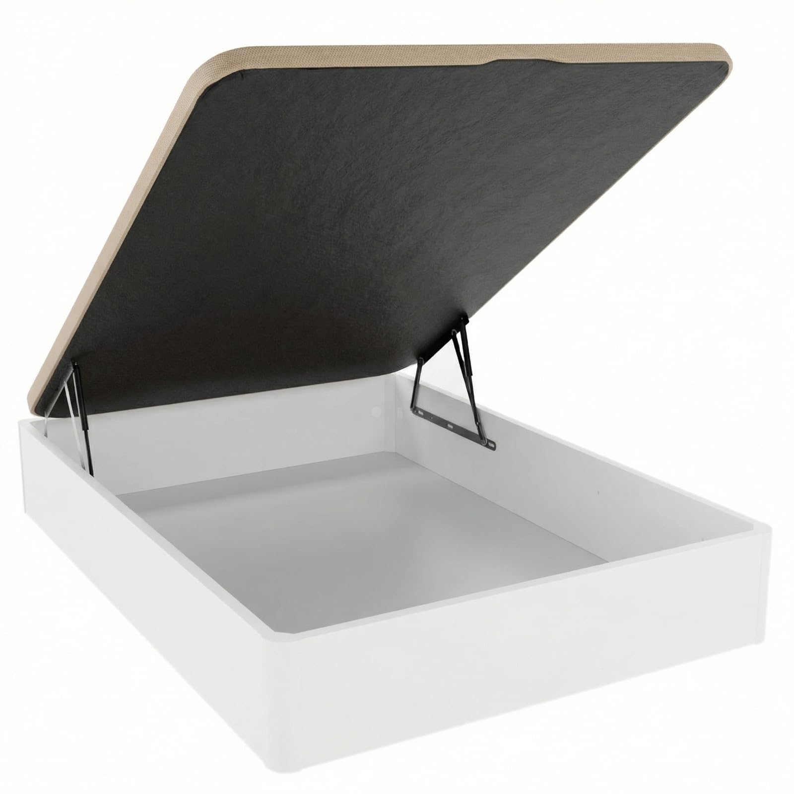 DUÉRMETE ONLINE - Canapé Abatible 135x190 cm Blanco, Gran Capacidad de Almacenaje, Estructura Súper Reforzada, Tapa 3D Transpirable, Incluye Subida a Domicilio