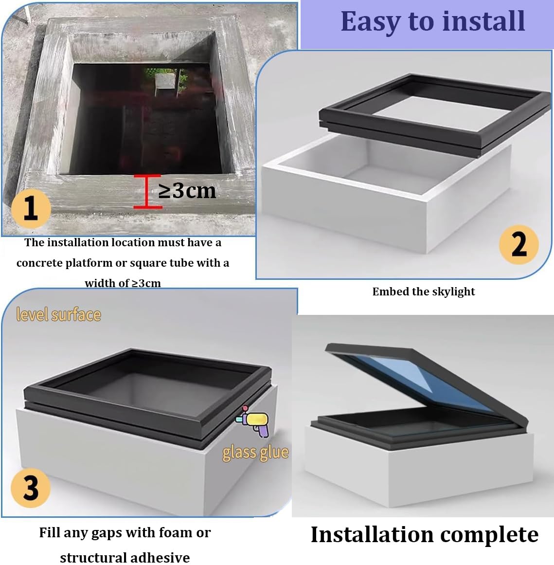 Claraboya Techo,Ventana de tejado de Aluminio,Compuerta de Acceso al Ático,para azoteas, áticos, sótanos,Gris,60×60cm