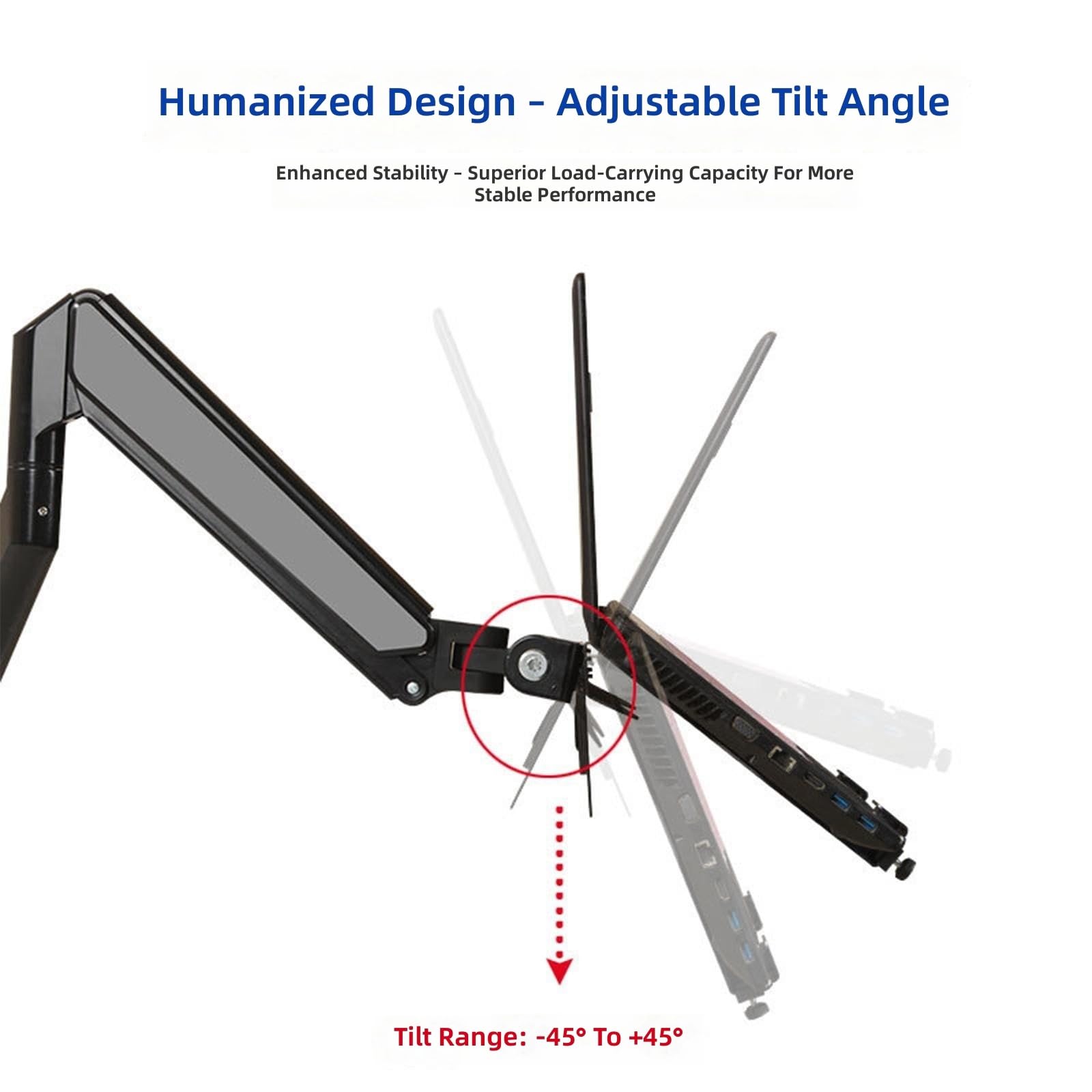 Soporte ergonómico para portátiles de 10 a 16 pulgadas, inclinable, ajustable, giratorio