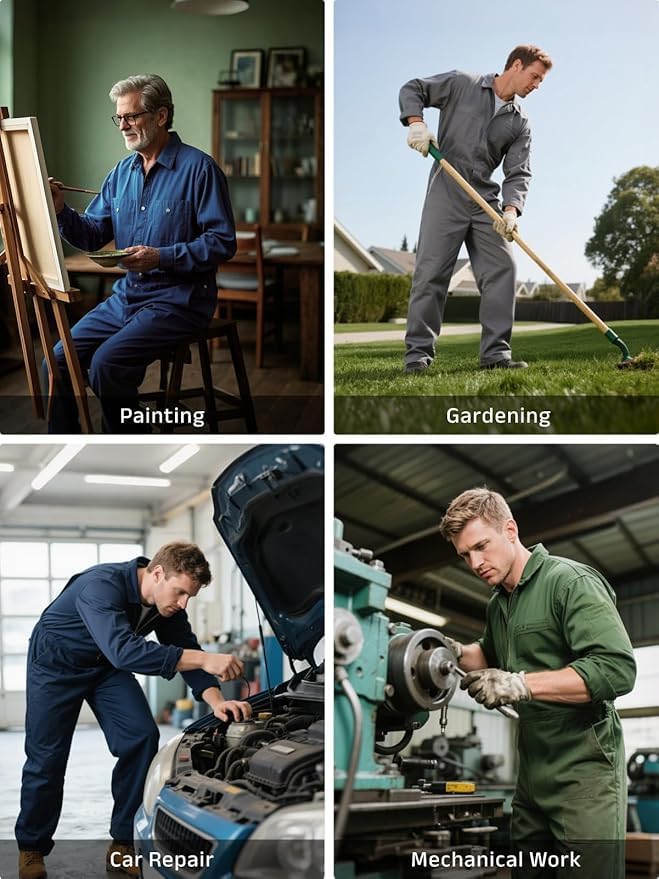 WORK IDEA Men's Coveralls Long Sleeve 100% Cotton Twill Workwear Jumpsuit Relaxed Fit - Image 7