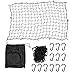 Price comparison product image Magiin 4'x 6' Super Duty Cargo Net for Trailer Pickup Truck Bed Net with 12 Clip Carabiners (stretch to 8x 12) Black