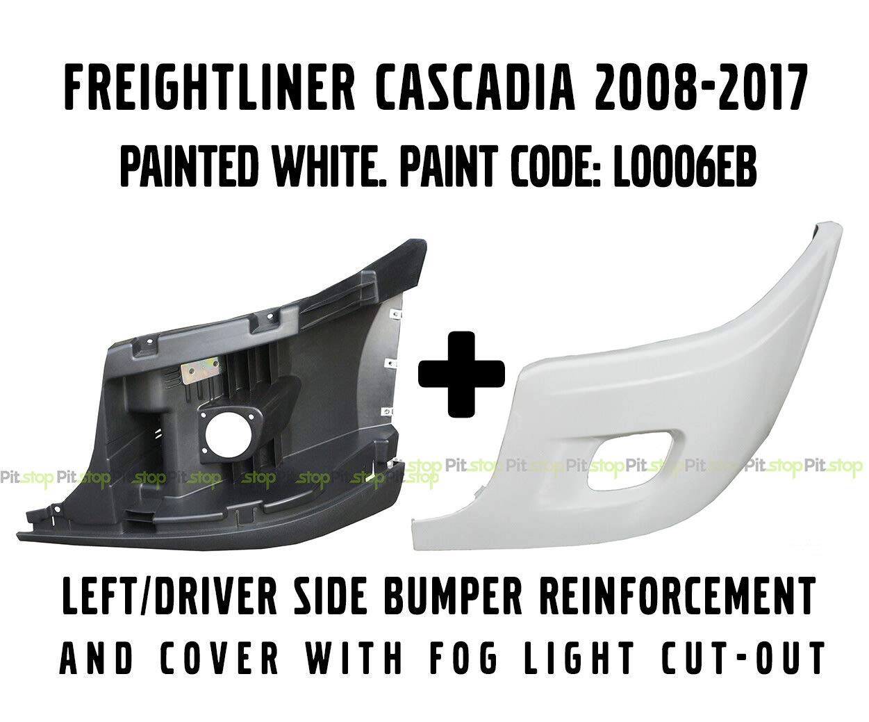 Freightliner Cascadia Bumper Left Side Reinforcement & Cover With Cut-Out Painted White