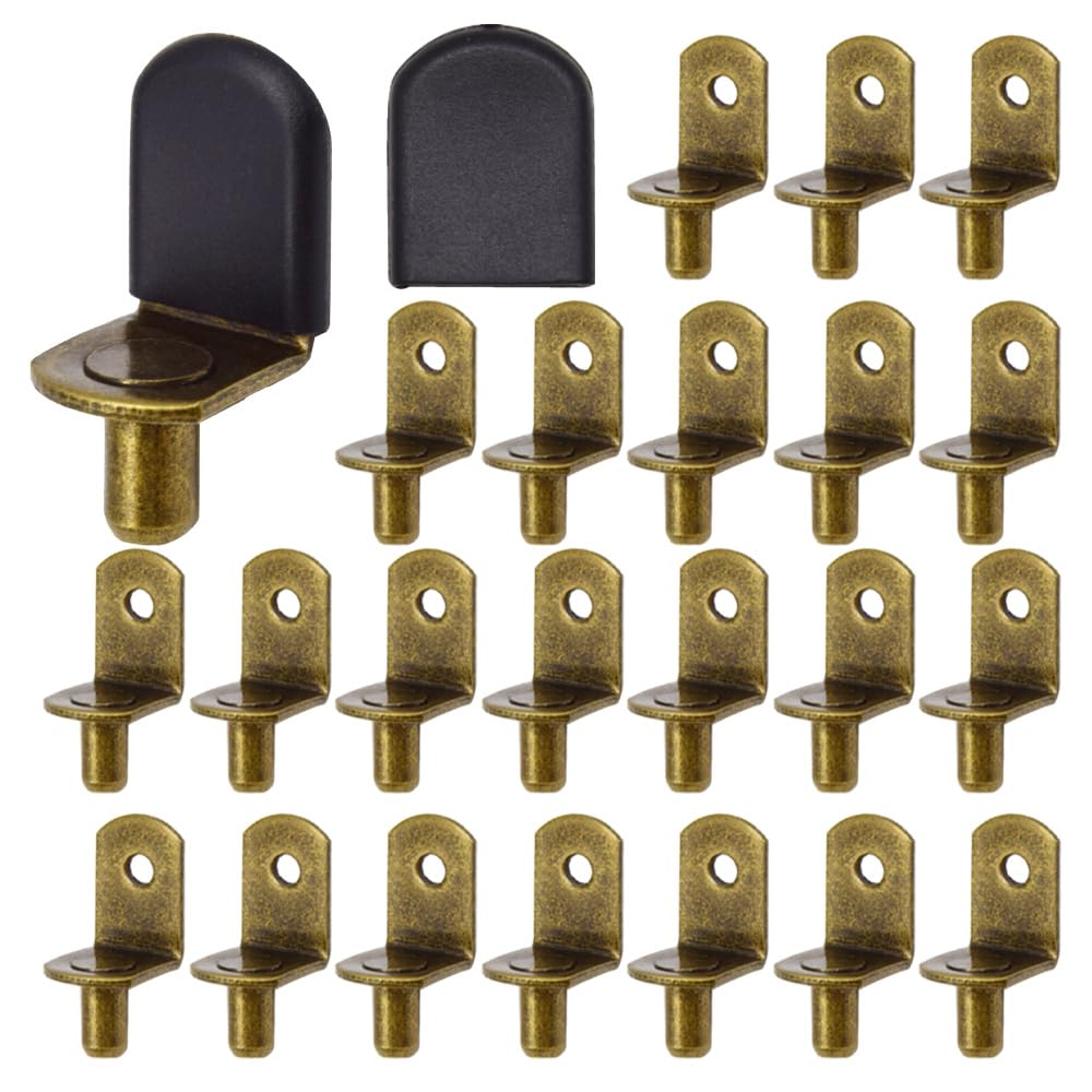 Ruidee Bronze 30Pcs Shelf Pegs L-Shaped Metal Cabinet Shelf Clips With Rubber Sleeve (Bronze)