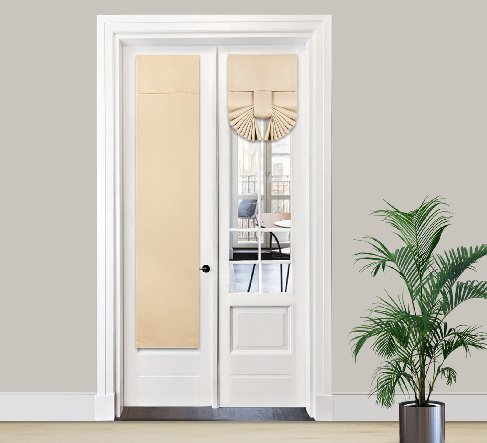 PI Blackout Curtain, Front Door Window Shade Privacy Thermal Insulated Small Door Curtain for French/Sliding/Patio Door, 1 Panel (W12XL68, Beige)